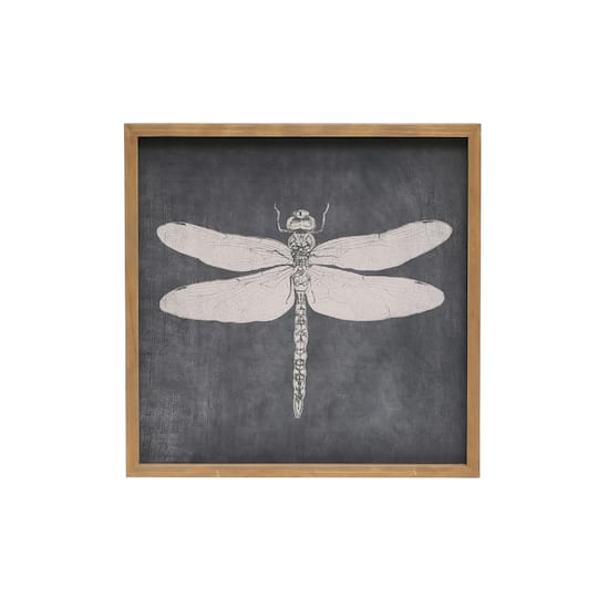 Dragonfly Square Wood Framed Wall D&#xE9;cor